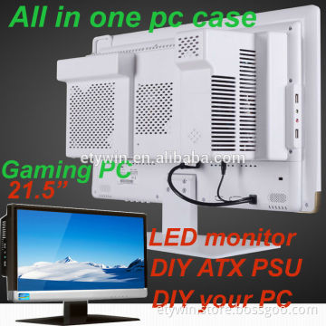 Cheap all in one pc case gaming pc with 21.5"LED monitor home theater case pc